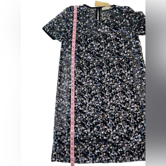 MICHAEL Michael Kors Millefleur Blue & Silver Sequined Shift Dress Size - Picture 15 of 17